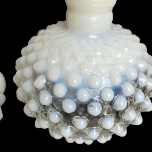 VTG FENTON OPALESCENT HOBNAIL PERFUME BOTTLE STOPPER Decanter White Milk Glass - Picture 7 of 10